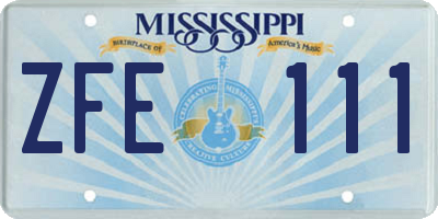 MS license plate ZFE111