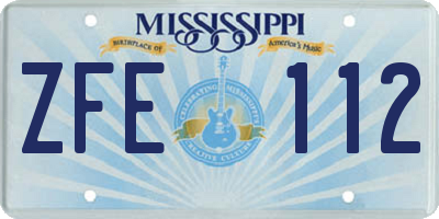 MS license plate ZFE112