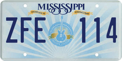 MS license plate ZFE114