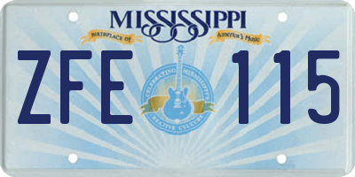 MS license plate ZFE115