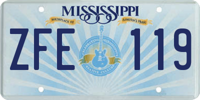 MS license plate ZFE119