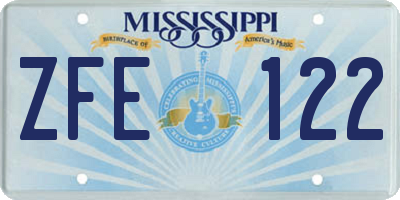 MS license plate ZFE122