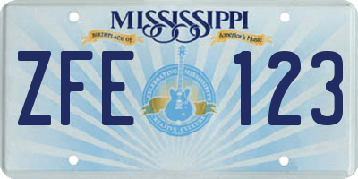 MS license plate ZFE123