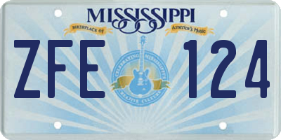MS license plate ZFE124