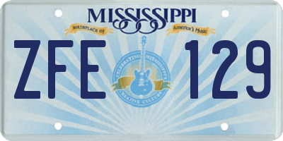 MS license plate ZFE129