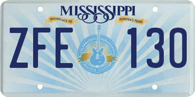 MS license plate ZFE130