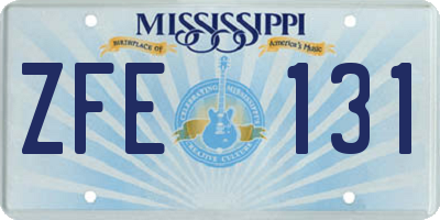 MS license plate ZFE131