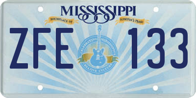 MS license plate ZFE133