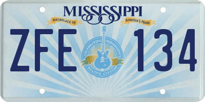 MS license plate ZFE134