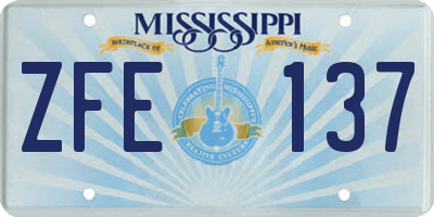 MS license plate ZFE137