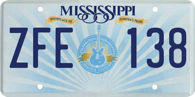 MS license plate ZFE138