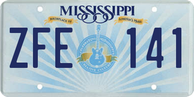MS license plate ZFE141