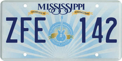 MS license plate ZFE142