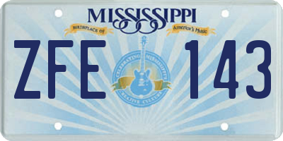 MS license plate ZFE143