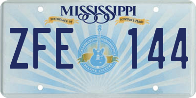 MS license plate ZFE144