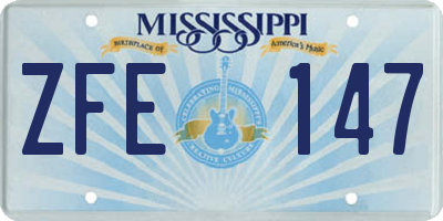 MS license plate ZFE147