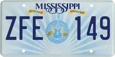 MS license plate ZFE149