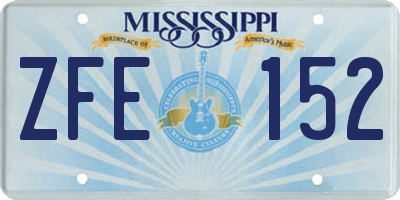 MS license plate ZFE152