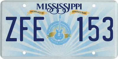MS license plate ZFE153