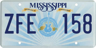 MS license plate ZFE158