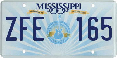 MS license plate ZFE165