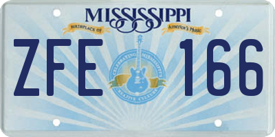 MS license plate ZFE166