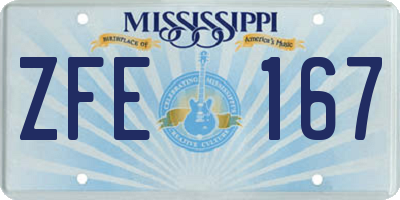 MS license plate ZFE167