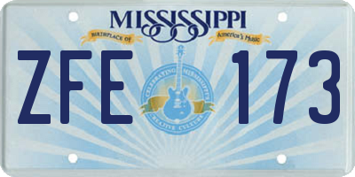 MS license plate ZFE173