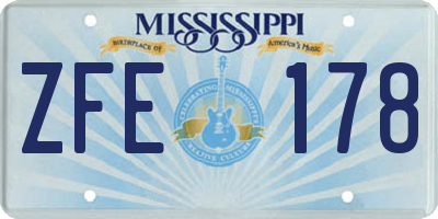 MS license plate ZFE178