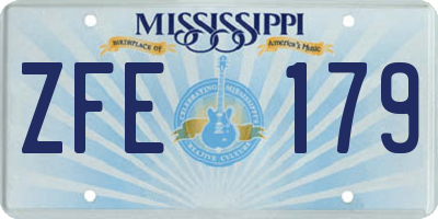 MS license plate ZFE179