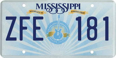 MS license plate ZFE181