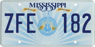 MS license plate ZFE182
