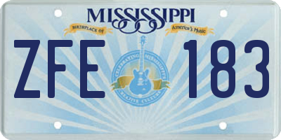 MS license plate ZFE183