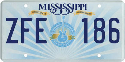 MS license plate ZFE186