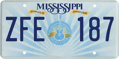 MS license plate ZFE187