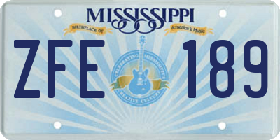 MS license plate ZFE189