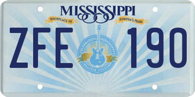 MS license plate ZFE190