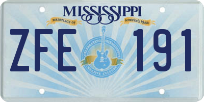 MS license plate ZFE191