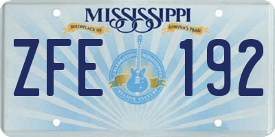 MS license plate ZFE192