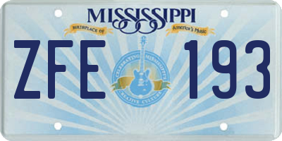 MS license plate ZFE193