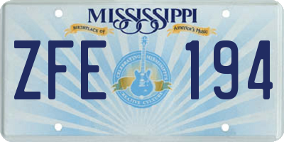 MS license plate ZFE194