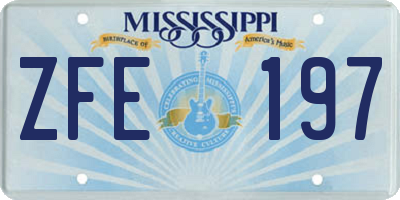MS license plate ZFE197