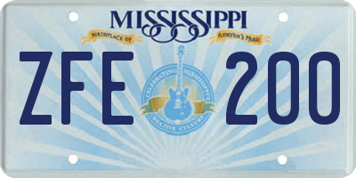 MS license plate ZFE200