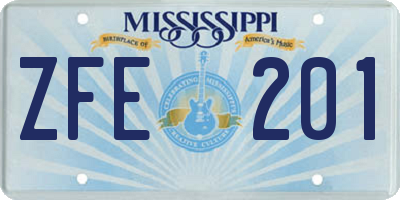 MS license plate ZFE201