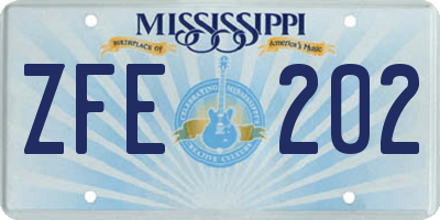 MS license plate ZFE202