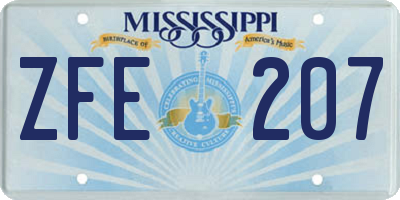 MS license plate ZFE207