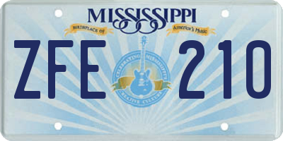 MS license plate ZFE210
