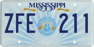 MS license plate ZFE211