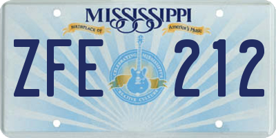 MS license plate ZFE212