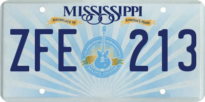 MS license plate ZFE213